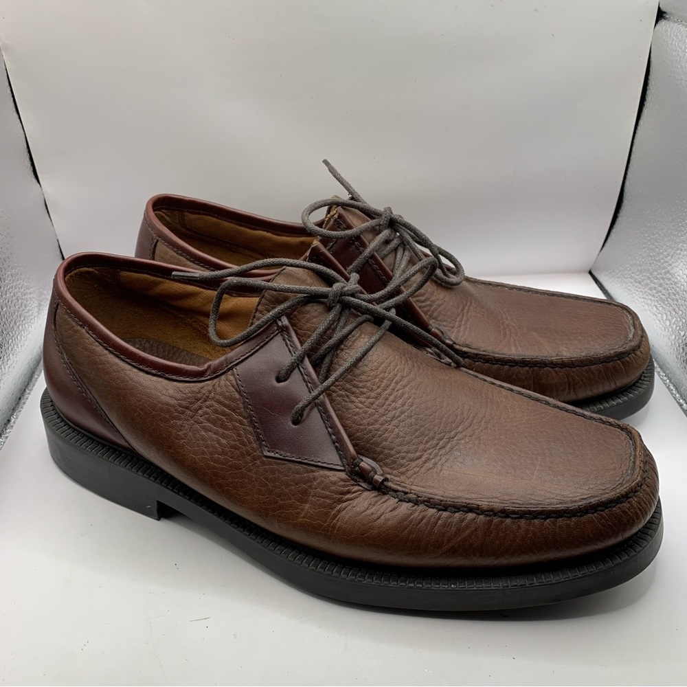 Cabela's Austin Oxford Brown Leather Apron Round Toe Lace Up Shoes Size 12M